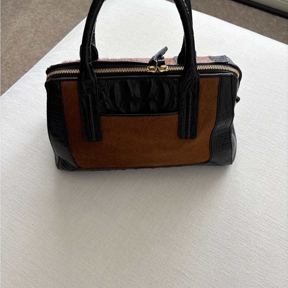 Brahmin Black and Tan Shoulder Bag